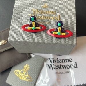 Vivienne Westwood orb EARRINGS purple and red